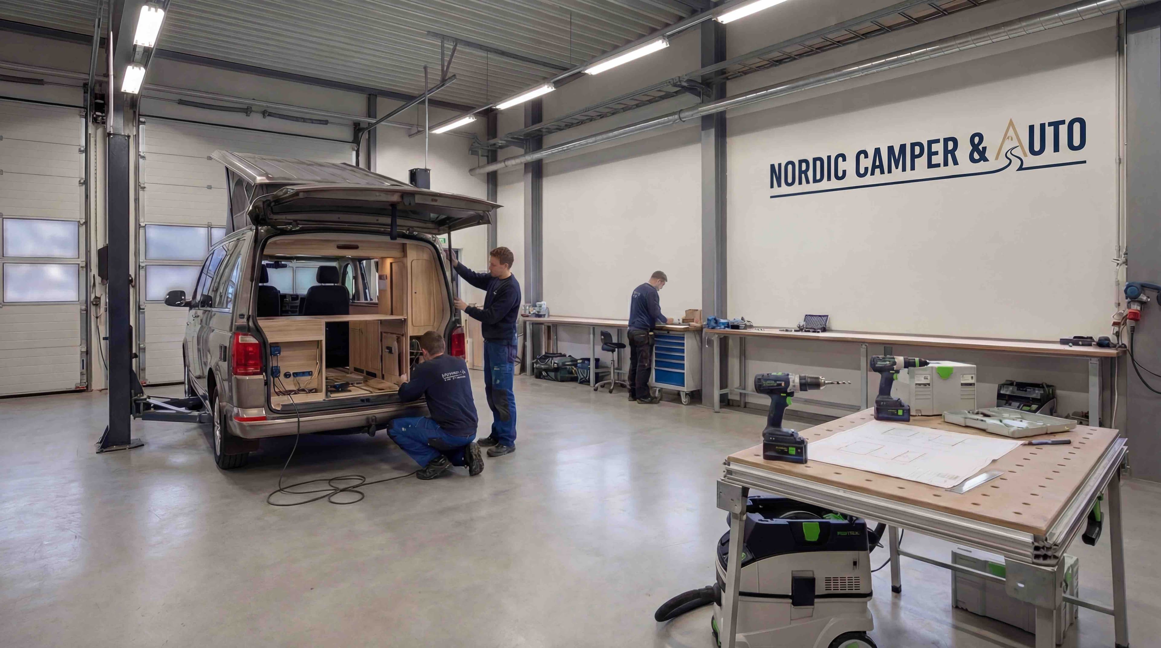 Nordic Camper & Auto professional camper van conversion workshop in Norway — handcrafted motorhome builds